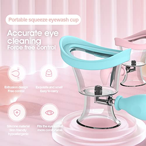 Eye Wash Cup,Eye Wash Cleaner Kit Silicon Manual Air Pressure Eye Cleaning Cup Tool Effective Eye Rinse Clean Dust Makeup Irritants,Transparent with Storage Container Eye Cup Soothing Tired Eyes(Blue) - color: Blue