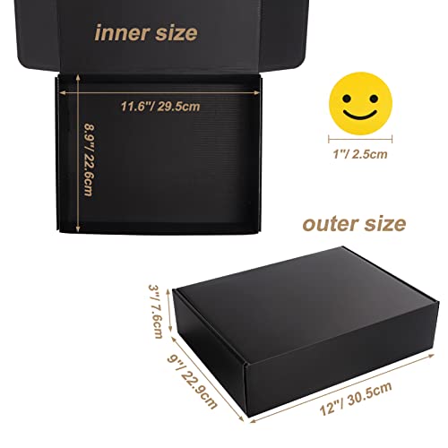 ZBEIVAN Shipping Boxes Mailers 12x9x3 inches Corrugated Cardboard Small Packing Kraft Moving Mailing Box, Pack of 20 - color: black, size: 12X9X3