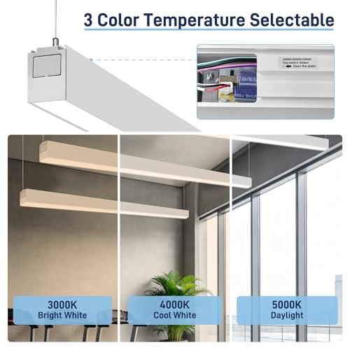 hykolity 8FT Linkable LED Linear Light, 80W 9600LM 3CCT 3000K/4000K/5000K - color: Silver, size: 8FT-4Pack