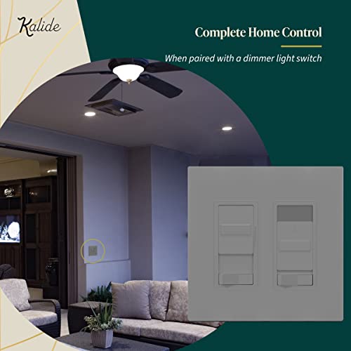 TOPGREENER Ceiling Fan Control and Light Switch, 3-Speed, Gray - color: Grey, size: Light Switch with Fan