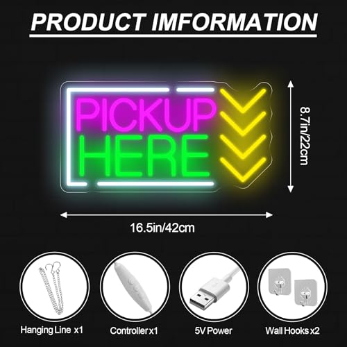 Pick Up Here Neon Sign Coffee Restaurant Pick-up Area LED Light - color: Pickup Here