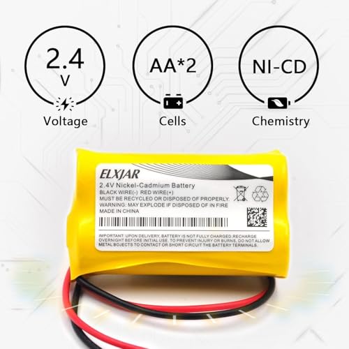 (2-Pack) 2.4V 800mAh Ni-Cd Battery for Dual-Lite 0120822, Custom-7