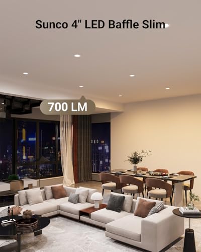 Sunco 24 Pack 4 Inch Slim Canless LED Recessed Lights, 10W 5CCT, Dimmable - size: 4"