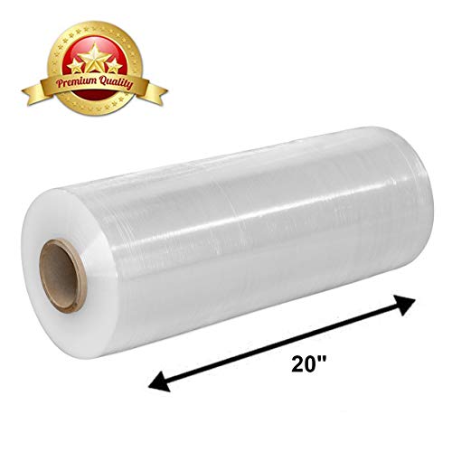 APQ Blown Machine Stretch Film 20" x 5000'. Clear Machine Stretch Wrap, 80 Gauge. Tear Resistant Residue Free Film for Shipping, Wrapping. Industrial Grade Pallet Shrink Wrap Film for Irregular Loads - color: Transparent, size: 20" x 5000' / 80 gauge