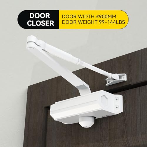 Automatic Door Closer Heavy Duty Spring Size 2 Hydraulic Aluminum Alloy UL 3-Hour Fire Rating Surface Mounted Home Commerical Door Closures Hold Open Adjust Speed Door Weights 88-144 Lbs - color: White, size: Size2 Model 165 Hold Open-Door Weight 88-144 L
