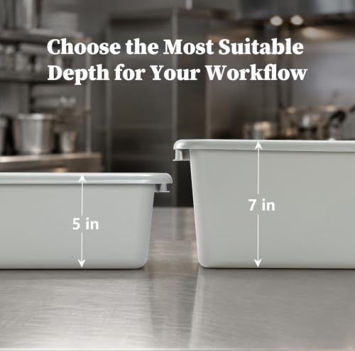 CURTA 3Pack Commercial Bus Tub with Lids, 21"x15"x7" Gray NSF Dish Box - size: 21.06" x 15.35" x 7.09" - With Lid