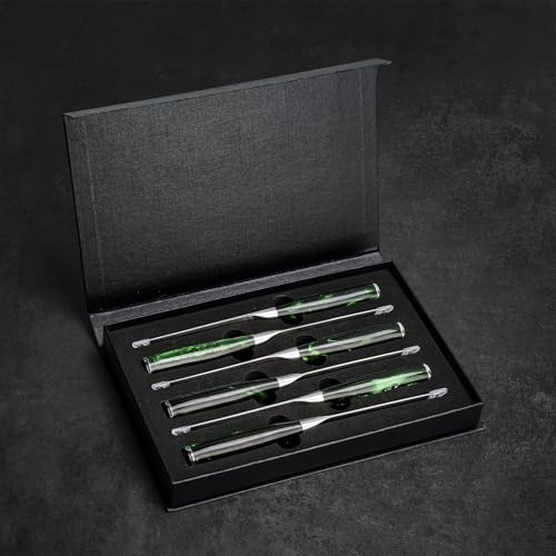 SENKEN Professional 6-Piece Steak Knife Set with Beautiful Engraved Pattern - Wasabi Collection - Razor Sharp Serrated High Carbon Steel & Emerald Green Resin Handle (6 Piece Steak Knife Set) - size: 6-Piece Steak Knife Set
