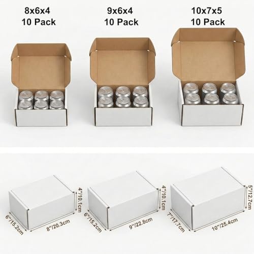 WIFTREY 30 Pack Assorted Sizes Shipping Boxes, 10X7X5 & 9X6X4 & 8X6X4 Small shipping box White, 10 PCS Each Corrugated Cardboard Box for Packaging Small Business, Mailing - color: White 30 Pack, size: 10X7X5 & 9X6X4 & 8X6X4
