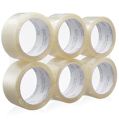 Sure-Max Premium Carton Packing Tape 2.0 mil 165 Feet (55 Yards) - Clear - 6 Rolls