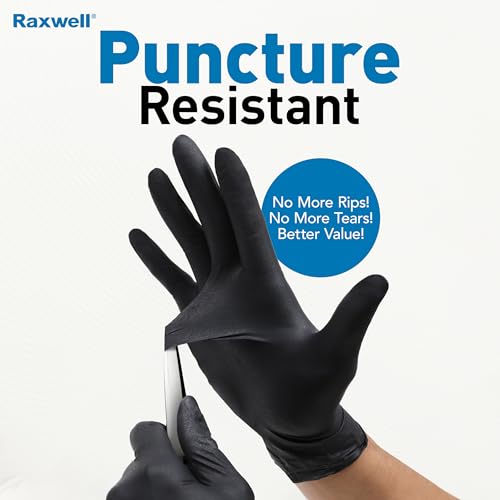 Raxwell Disposable Nitrile Gloves, Food Grade, Latex & Powder Free, Black - size: X-Large, style: 1000 Count