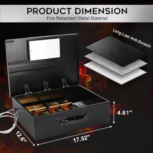 Dalmbox Fire Resistant Document Lock Box Safe Digital Keypad, Black - color: BLACK DIGITAL KEYPAD LOCK, size: XX-Large