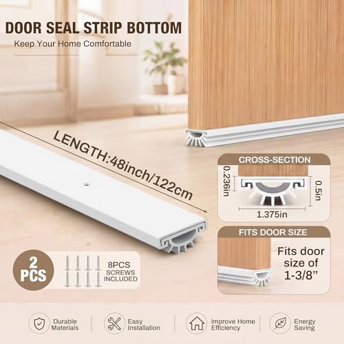 FoldTier 2 Pack White Door Sweep for Bottom of Door Stripping Seal, 48 Inch - color: White, size: 48 Inch
