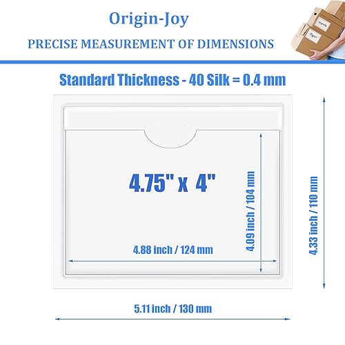 Origin-Joy 35 PCS Self Adhesive Index Card Pockets with Top Open, Clear Plastic Label Holder for Cards of Note, Library and Business, Adhesive Label Pockets & Card Holder (4.75 x 4 inch) - size: 4.75 x 4 inch, style: Horizontal