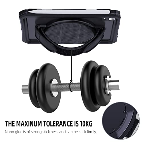 360 Degree Rotating Sticky Tablet Stand, Multi-Angle Adjustable Adhesive Tablet Stand with Hand Strap, Compatible with iPad Pro 11/12.9, Air, Samsung Galaxy Tabs, 9.7"-13" Tablets - color: Black, size: 6.22inch