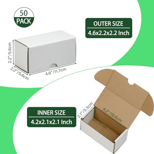 4.6x2.2x2.2 Inches Shipping Boxes Set of 50, White Corrugated Cardboard Box Literature Mailer for Packing Small Business (usable size: 4.2"x 2.1"x 2.1") - color: White, size: 4.6x2.2x2.2 - 50pcs