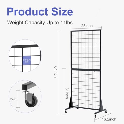 2-Pack 2'x5.5' Ft Gridwall Panel Display Stands 2'x5.5' Ft, Heavy Duty Floor Standing Retail Display Rack with Triangle Base for Retail Art Show