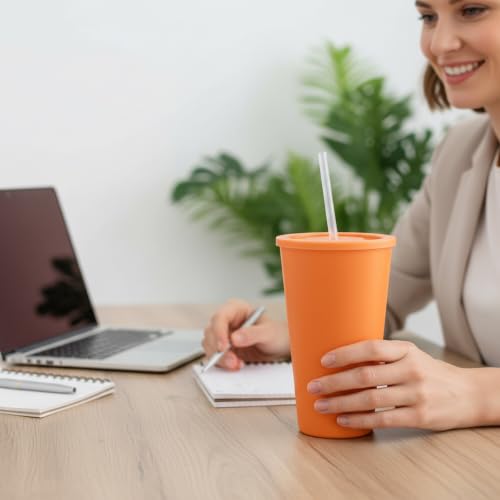 32 oz Cup with Lid Straw set of 8, Reusable Plastic Tumblers Pastel - color: Pastel Color