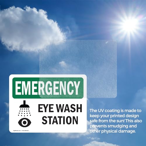 (2 Pack) Eye Wash Station OSHA Emergency Sign 7 Inch X 5 Inch Vinyl Label Decal Sticker Weather Resistant, UV Protected for Workplace, Business, and Construction Site, Made in the USA