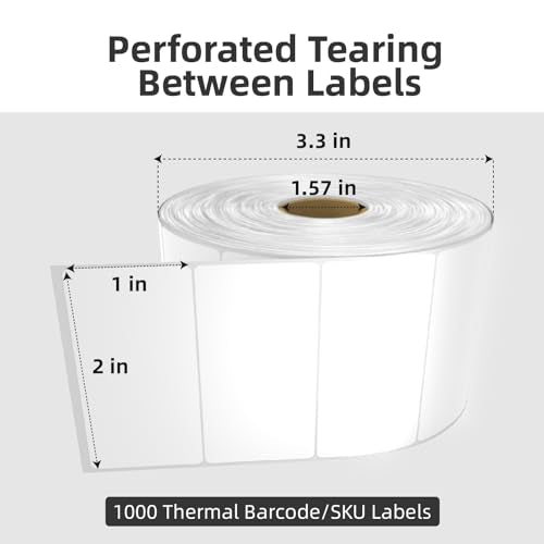 1000 2x1 Thermal Labels Roll, HUOJI White Shipping Barcode Labels - color: White, size: 2x1