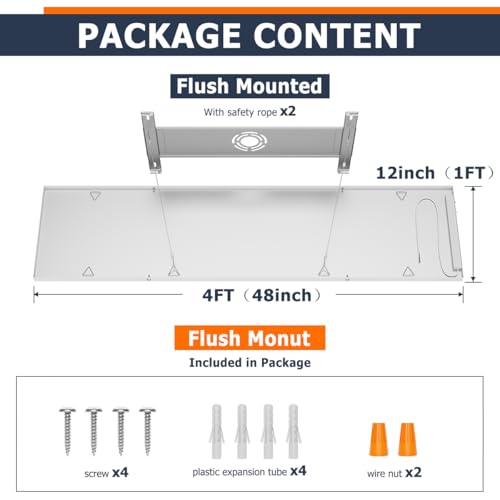 1x4 Led Flat Panel Light Surface Mount Ceiling Light, 5CCT 3000K/3800K/4500K/5200K/6000K Dimmable, 24W/30W/40W 4980LM Edge-Lit, Flush Mount or Drop Ceiling for Office Kitchen Garage, White 2-Pack