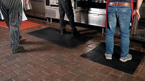 NoTrax 3' x 10' Anti-Fatigue Lightweight Restaurant Rubber Floor Mat with - color: Black, size: 3' x 10'