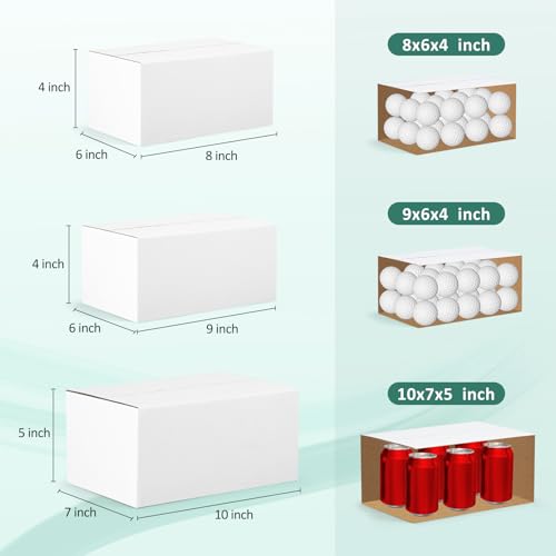 Eupako 30 Pack Small Shipping Boxes Assorted Sizes, 8x6x4 & 9x6x4 & 10x7x5 10 PCS Each Small Boxes, White Corrugated Box Mailers, Cardboard Boxes for Packaging Small Business, Mailing - color: White, size: 8x6x4 & 9x6x4 & 10x7x5 Inches