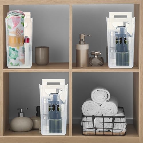 Qunclay 6 Plastic Freezer Organizer Bins with Wheel Set Clear Tall Narrow Kitchen Pantry Organizer Snack Storage Containers for Office Refrigerator(10 x 13.3 x 5.5 Inches) - size: 10 x 13.3 x 5.5 inches