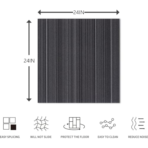 ALTRUISTIC Heavy Duty Commercial Carpet Tiles, 24" x 24",18 Pieces/72 sq ft - color: Black
