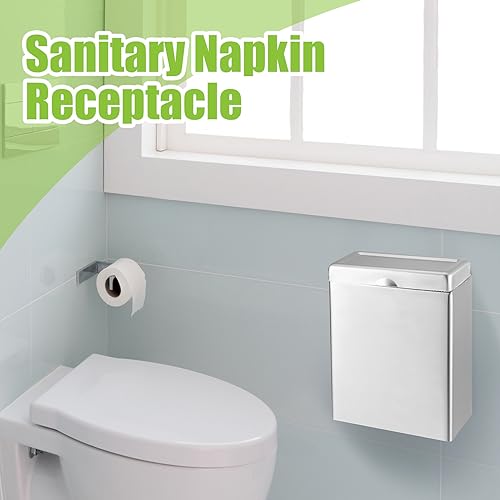 Tioncy 6 Pcs Sanitary Napkin Receptacle Wall Mounted,Sliver - color: Sliver