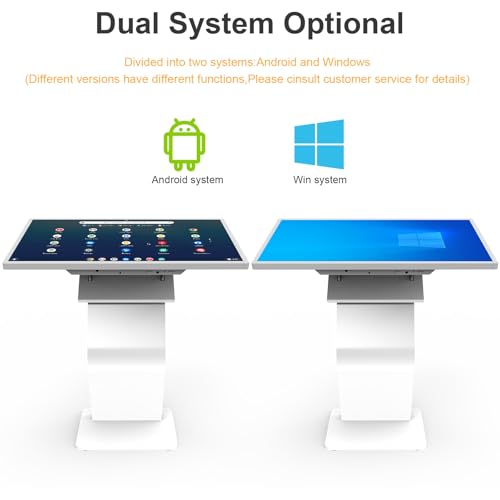 32 Inch Touch Screen Kiosk, 10pt PCAP Touch Screen Digital Signage, Plug&Play K-Style Indoor Digital Signage, Interactive LCD Display Signage, CMS/U-Disk Publish Content, Split Screen, Android 11 - color: 32"+White (Android OS)