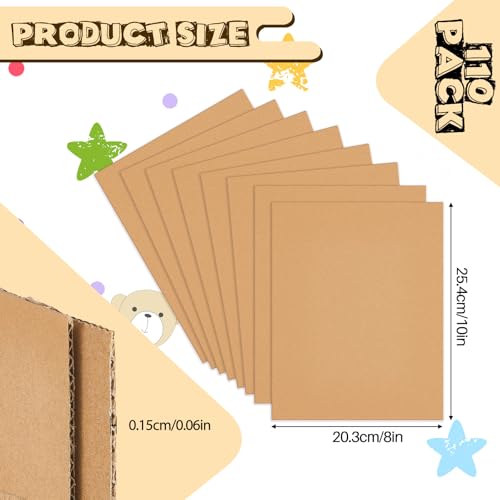 Henoyso 110 Pack 8 X 10 Inch White Cardboard Sheets - color: Brown, size: 8 x 10 Inch
