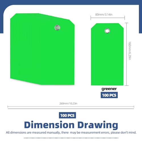 Glarks 101pcs Green 8 x 16cm Waterproof Writable Tags with String Set, PVC Shipping Tags, Heavy Duty Shipping Moving Tag, Blank Labeling Tag for Home, Office - color: Green