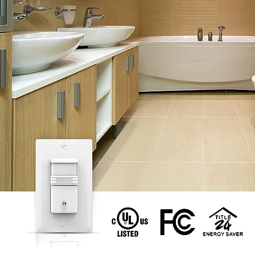 ECOELER 3Way Occupancy Motion Sensor Light Switch, Neutral Wire Required, PIR Infrared Motion Activated Wall Switch with Adjustable Timer & Sensitivity, Title 24, UL Listed, White, 4Pack - size: 3Way - 4Pack