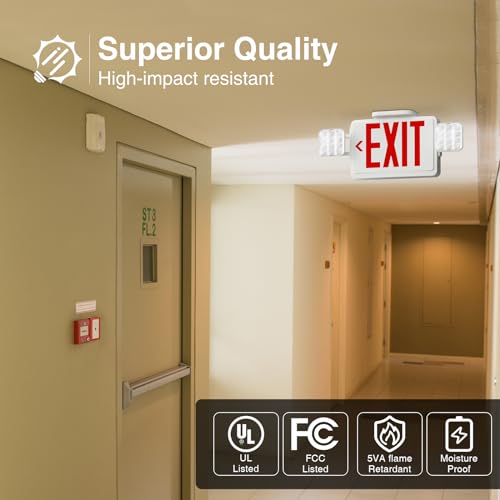 FREELICHT 6 Pack Commercial Double-Sided Exit Sign with Large LED Lights - size: 6 pack