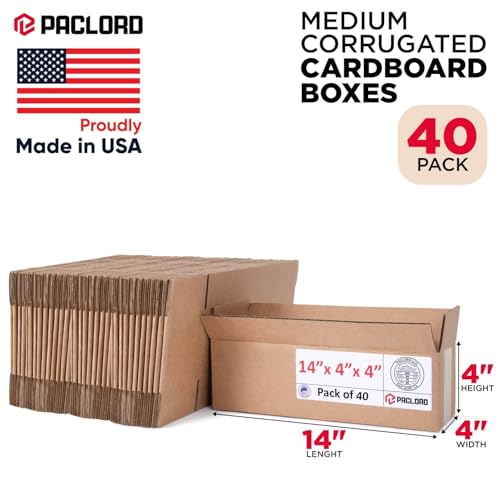 Long Cardboard Boxes 14"L x 4"W x 4"H (Pack of 40) - USA-Made Packing Boxes for Moving, Shipping, or Storage - USPS, UPS, FedEx Approved - Professional Packing Supplies for Moving - color: Pack of 40, size: Long 14x4x4"