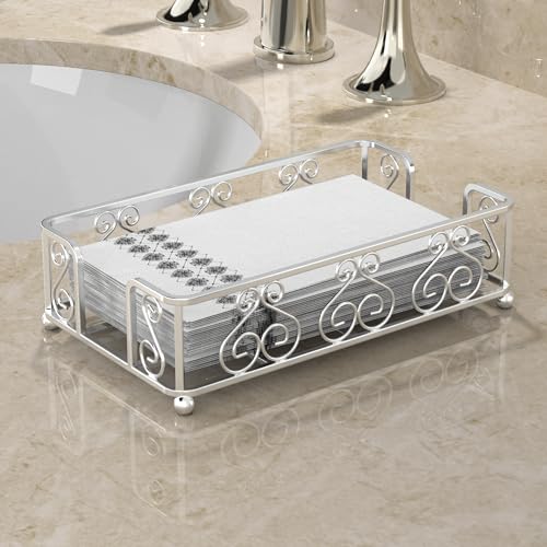 Guest Towel Holder Tray for Bathroom Countertop, Silver Napkin - color: E - Silver Guest Towel Holder Tray, size: Guest Towel Holder