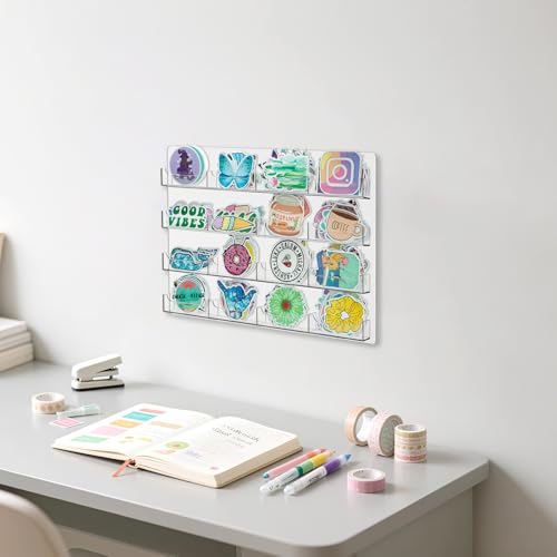 PACMAXI Wall Mounted Sticker Display Organizer 16 Pockets