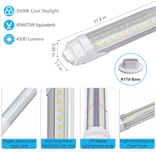 R17D T8 LED Tube Lights, F60T12 HO Fluorescent Replacement, 10-Pack