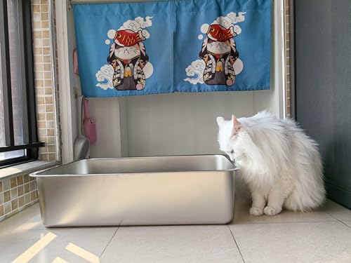 Stainless Steel Litter Box -6in High Side, - color: M - 17" L x 13" W x 6" H