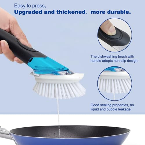 CELOX Dish Brush with Soap Dispenser, 1 Wand & 3 Brush Heads Black - color: Black