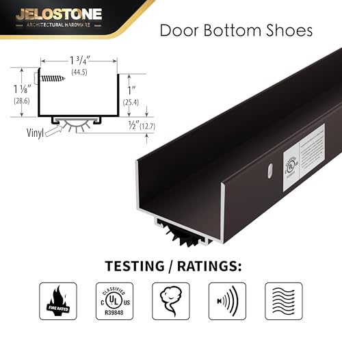 36" U-Shaped Aluminum Door Bottom Shoes(Dark Bronze) - Fire Rated - 1-3/4"W x 1-1/8"H - Weather Stripping Seal for Exterior Doors, Vinyl Insert, JS-217DV - color: Dark Bronze, size: 1-3/4"W x 1-1/8"H x 36"L