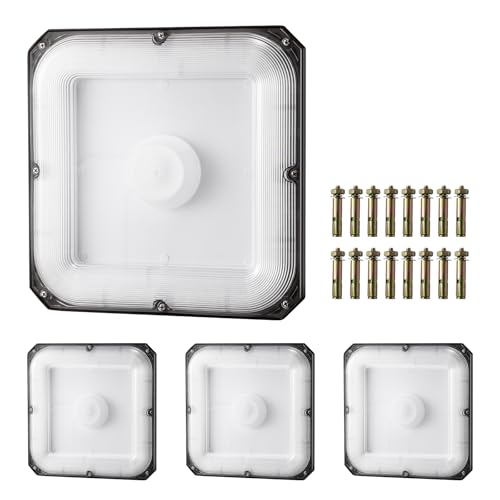 VEVOR 4 Pack LED Canopy Lights, 80W, 8800LM 5000K Daylight Commercial Industrial Outdoor Canopy Lights, 10.08"x10.08" Surface Mount Ceiling Lighting for Gas Station Warehouse Garage Street Shop, IP65