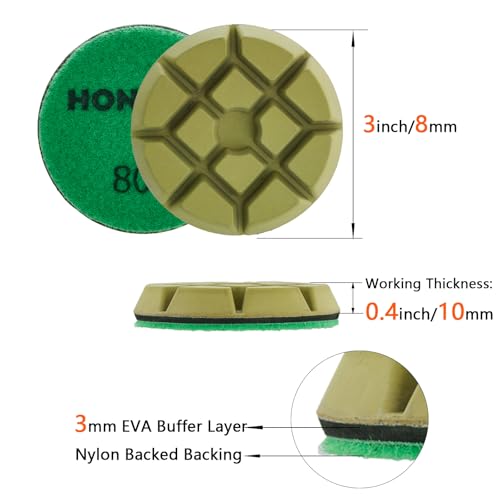 3" x 10mm Diamond Polishing Pads, 800 Grit, 3-Pack Resin Bond - style: 800 Grit