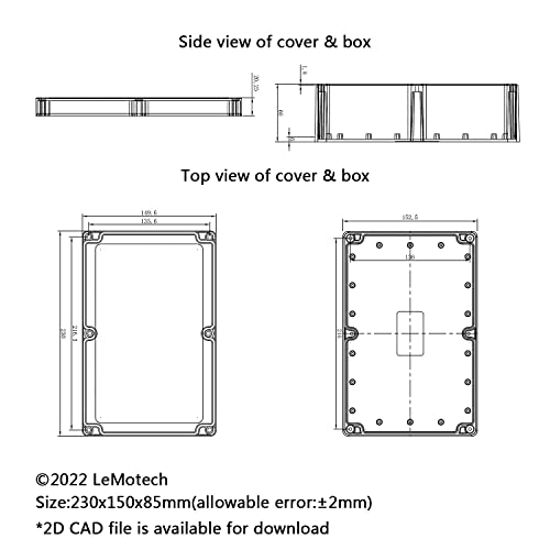 LeMotech Project Box ABS Plastic Junction Box IP65 Waterproof Hobby Box Electrical Boxes Universal Enclosure for Electronic Black 8.9X 5.7X 3.1 inch(230x150x85mm)(Pack of 1 - color: Black (1 pack), size: 8.9" x 5.7" x 3.1"
