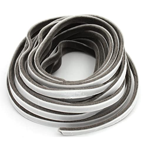 AcbbMNS Self-Adhesive Pile Weather Stripping 32.8ft L x 0.35'' W x 0.2'' H Grey Brush Weather Seal Strip for Door Window Weatherproof Dustproof Soundproof