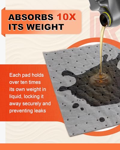 Upgraded 9.8"x13" Oil Absorbent Pads 10 Pack | Absorbs Up to 9 oz per pad - color: 10Pack, size: 13"x9.8"