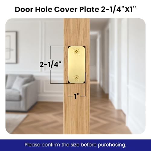 1" x 2-1/4" Door Hole Cover Plate, Stainless Steel Door Strike Filler Plate - color: Satin Gold, size: 1 Pack