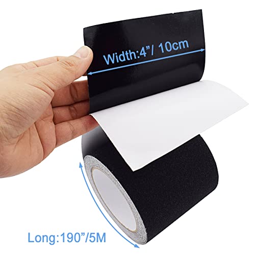 Yorwe Anti Slip Tape for Stairs & Ramps, Traction Grip (4" x 190", Black) - color: Black, size: 4" Width x 190" Long