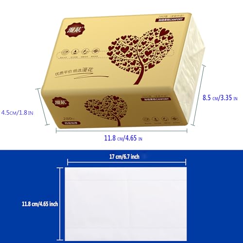 10 Packs Soft Small Facial Tissue, Disposable Facial Napkin, Wood Pulp Fiber Material NOT COTTON, Facial Towel, White Facial Paper Tissue, 4-Ply, 10 Pack, 280 Sheets per Pack, 2800 Sheet In Total