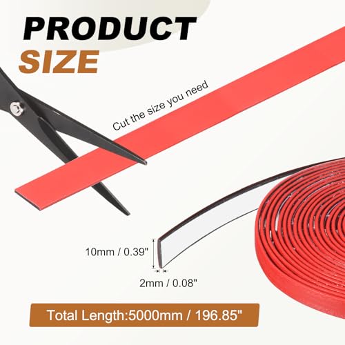 Generic Smoke Fire Seal Strip, 16.4 Feet Expandable Door Seal Tape Self Adhesive Graphite Rubber Composite Material for Fire Rated Windows Steel Doors, 0.39" W x 0.08" T, Red
